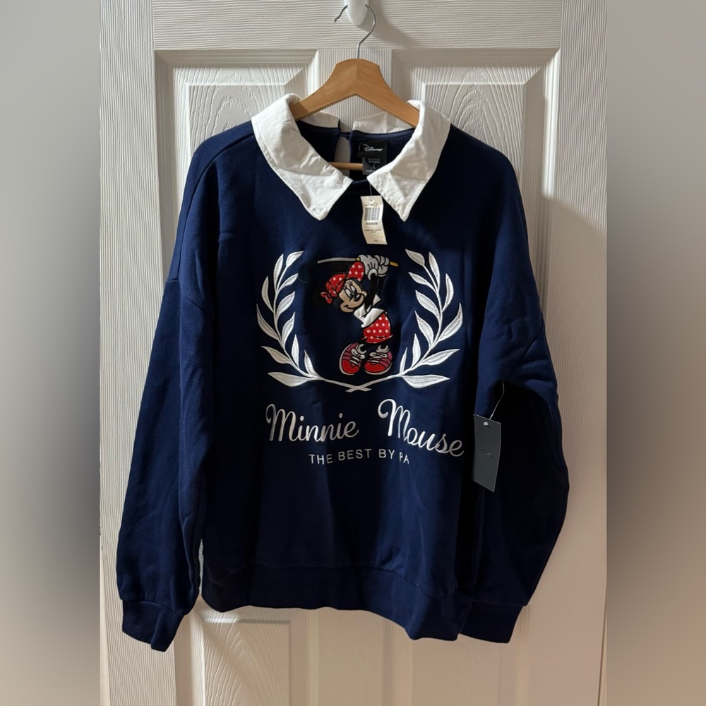 NEW Disney Minnie Mouse Golf Collared Crewneck Sweatshirt - Picture 5 of 8